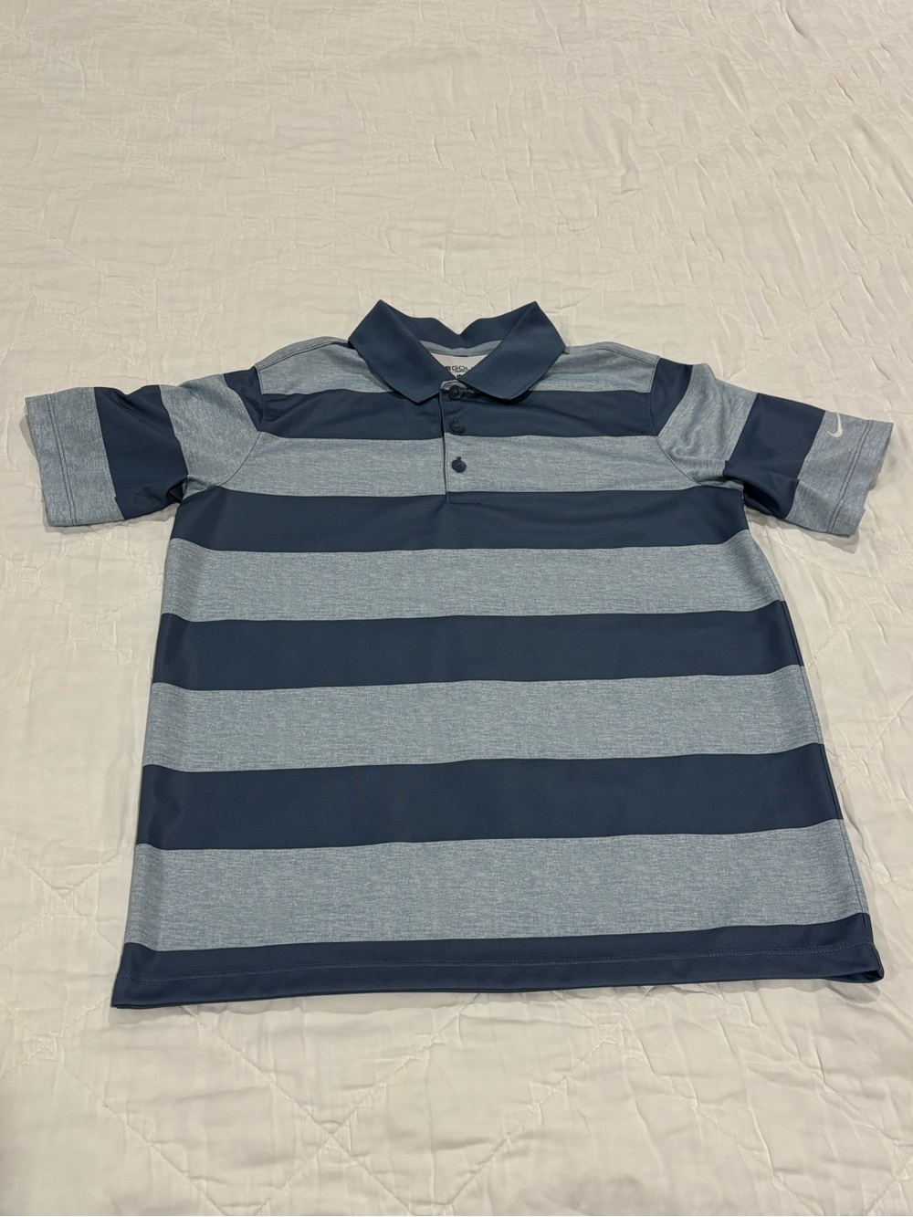 Nike Golf Dri-Fit Striped Short-Sleeve Polo Shirt - Navy & Light Blue